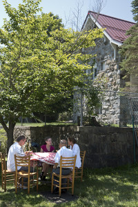 A table set up behind Pupin house.