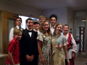 The cast of "Joy In The Morning," lucky to have acted in Bruce Connelly productions since they were fourth graders. Photo by Shelley Harms.