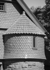 This turret is one of the last parts of the building to keep its original red-clay Spanish roof tiles. Photo by Christopher Little.