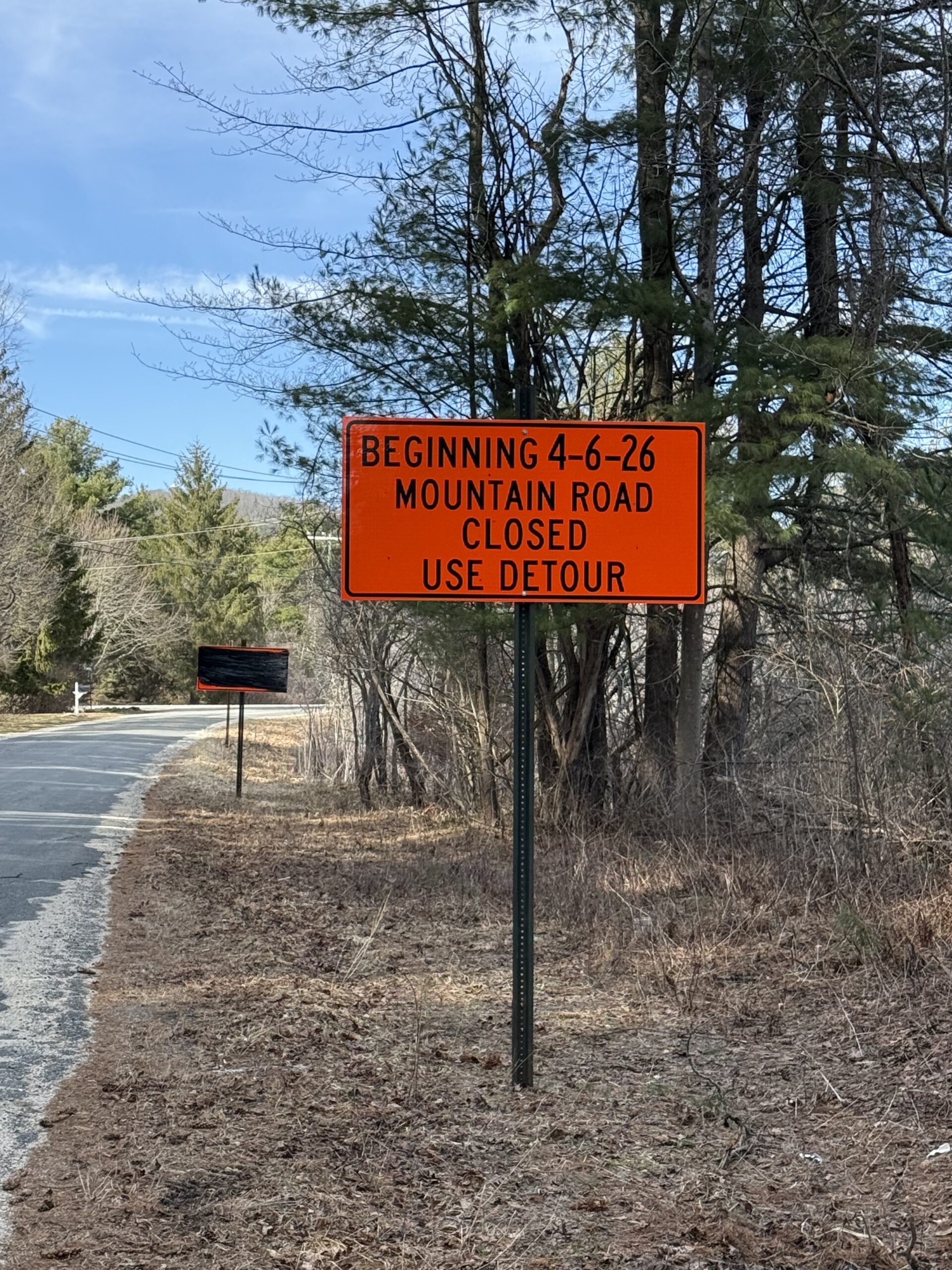Mountain Road Detour Set for April 6