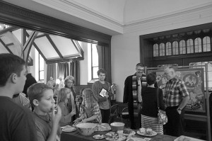 Pastor Erick Olsen and congregants at his 10th anniversary celebration. Photo by Bruce Frisch.