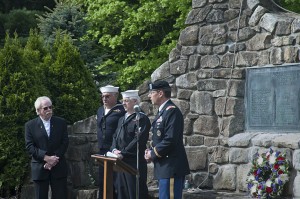 The names of veterans are read at the North St. memorial.