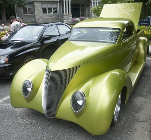 This classic 1937 Ford pick-up was redone in chartreuse by Mike O'Brian.