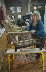 Theresa Cannavo is happy to repair your old chair, or teach you how to do it yourself, at her studio in Whiting Mills.