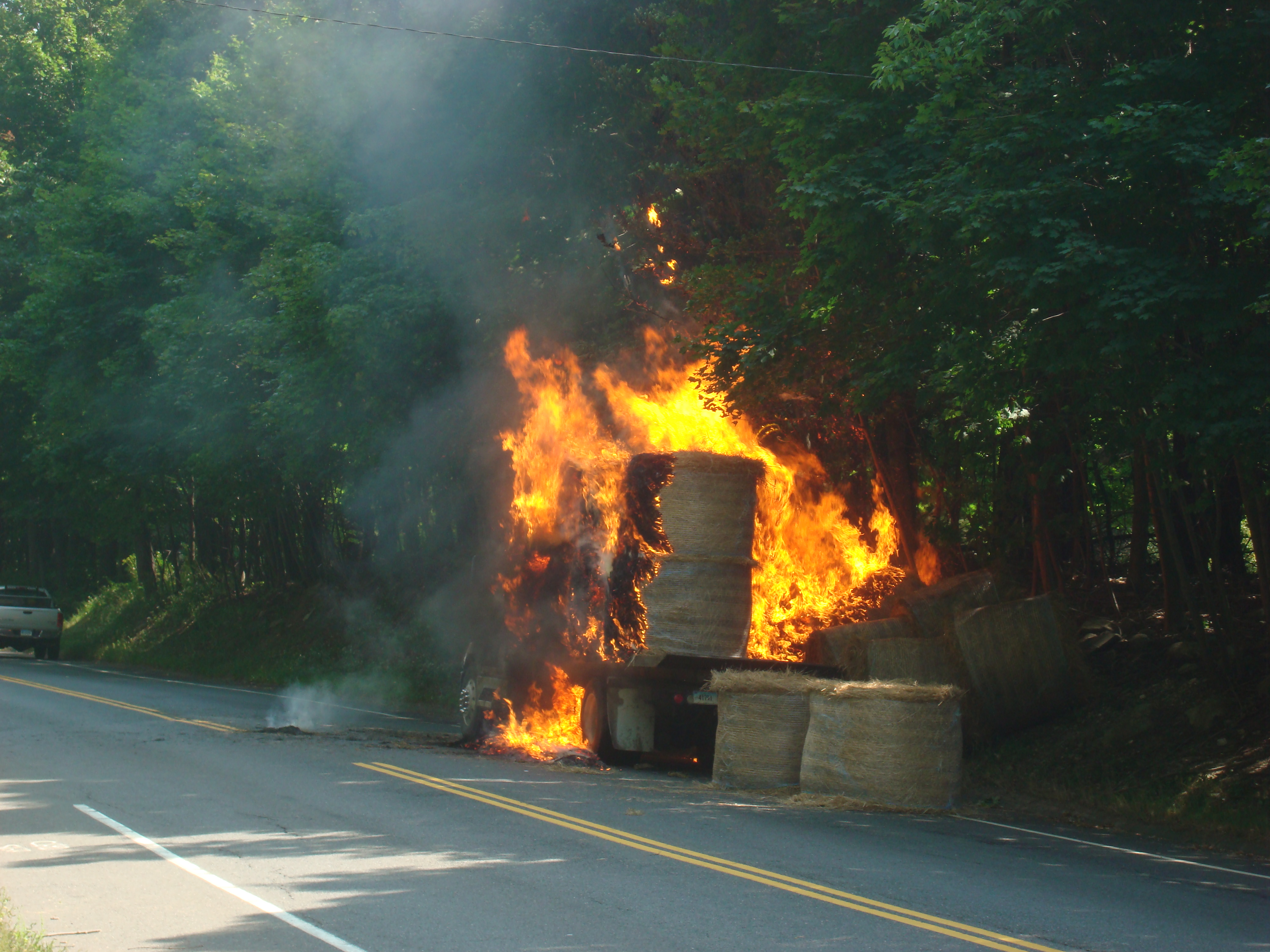 Hay Truck Fire Closes Down Route 44