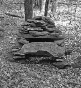 A collier's fireplace, near one of the charcoal hearths  that dot Norfolk's forests.