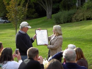 George Counter receives his certificate of appreciation from State Representative Roberta Willis.