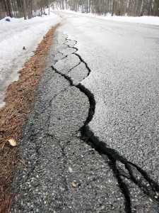 Subsidence cracks along a section of West Side Road.