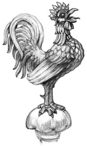 St. Vitus's rooster, illustration © Leslie Watkins 2016