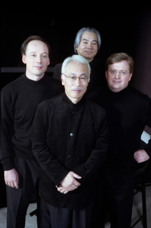 Tokyo String Quartet members (clockwise from left) include Clive Greensmith, Kazuhide Isomura, Martin Beaver, and Kikuei Ikeda.