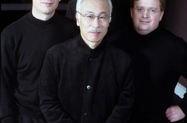 Tokyo String Quartet members (clockwise from left) include Clive Greensmith, Kazuhide Isomura, Martin Beaver, and Kikuei Ikeda.