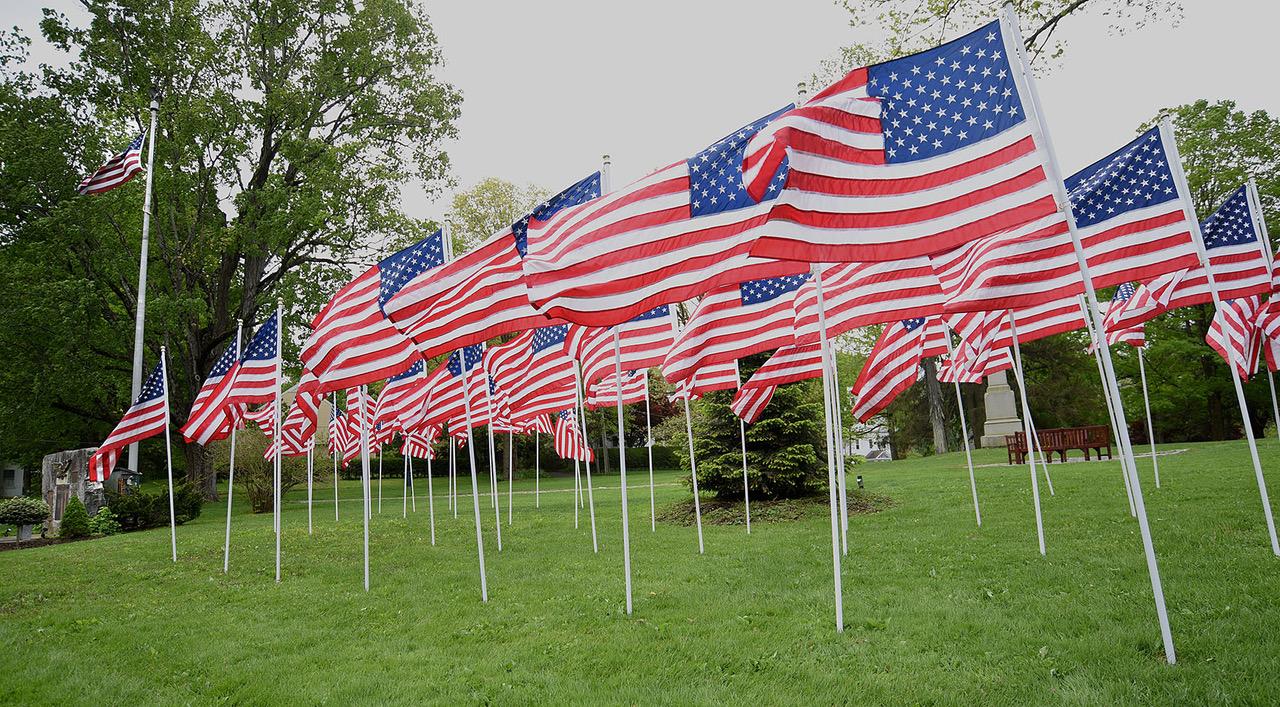 Flag Tribute on Village Green for Our Soldiers